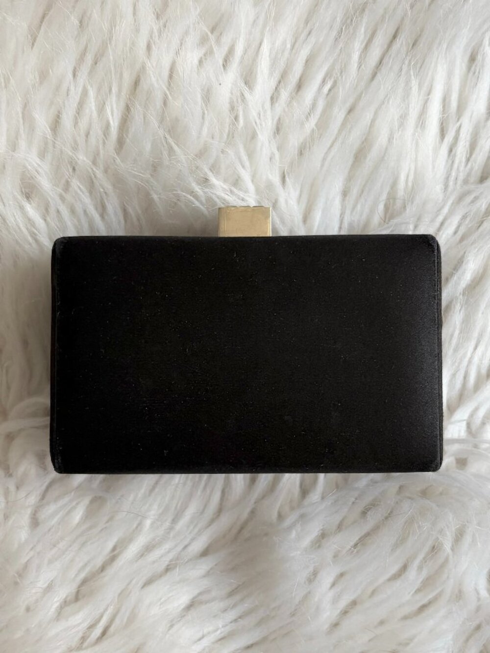 Vintage Calvin Klein Black Silky Satin Box Clutch Purse Evening Bag
